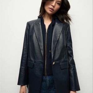 Veronica Beard Vega Leather Dickey Blazer